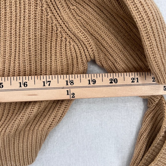 HOUSE OF CB LONDON Mila Sand Cropped Knit Sweater Womens XS Tan Cut out Crew - Picture 15 of 16